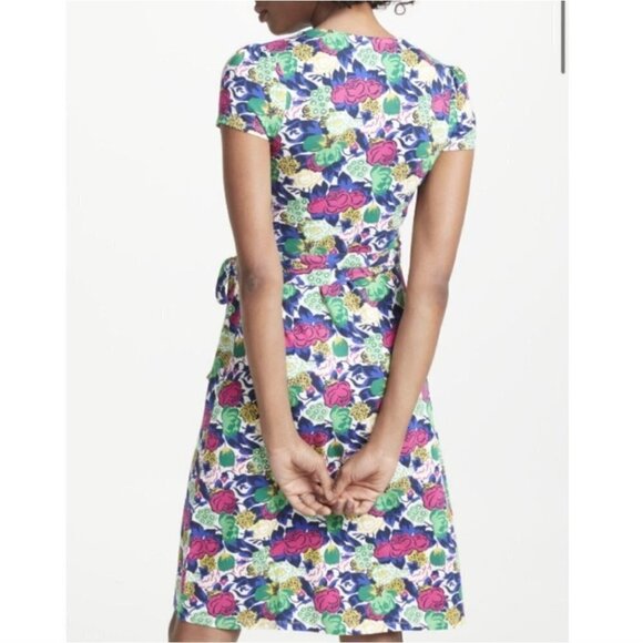 Boden Floral Print Stretch Jersey Wrap Midi Dress Size 4L - Picture 10 of 14